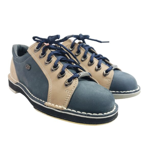 Dexter Sst-4 Left Handed Bowling Shoes Mens 6.5 Rare Two Tone Blue Leather Colle - Picture 1 of 11